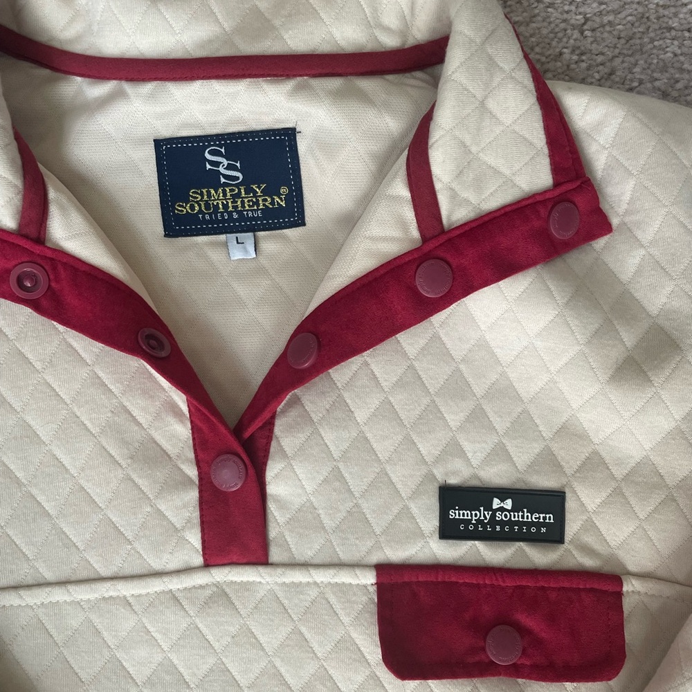 Simply Southern Red and Cream Quilted Jacket